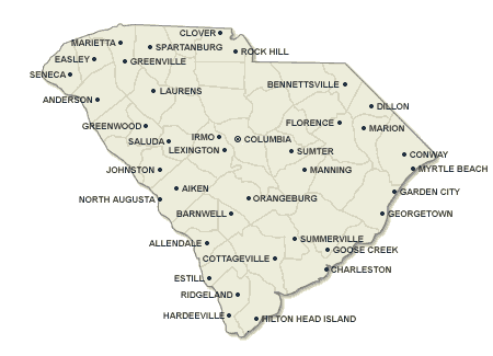 South Carolina map